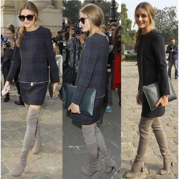 Stuart Weitzman Highland Boots Over the Knee Thigh High Gray Block Heel sz 38 - Picture 16 of 16